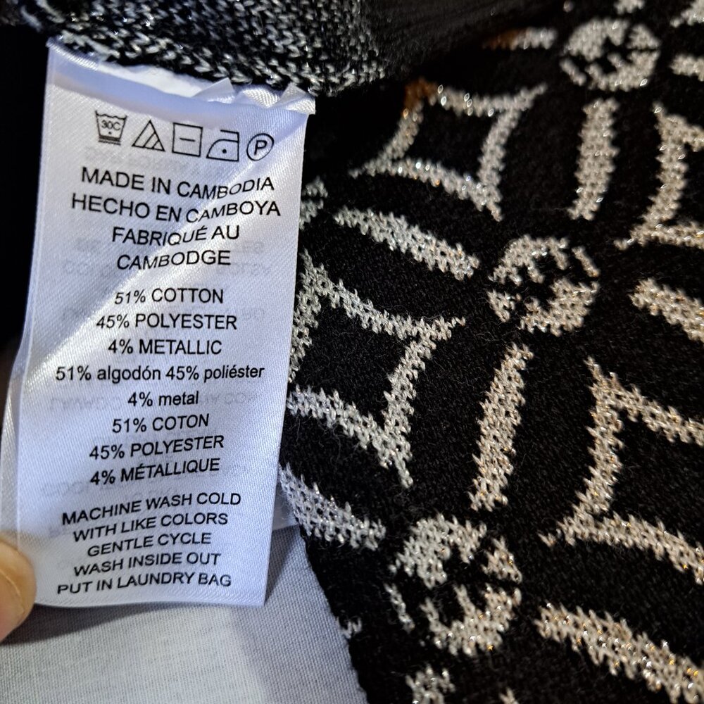 Michael Kors Size Medium (10-12) Black and Grey Logo Jacquard Sweater NW - Picture 10 of 13